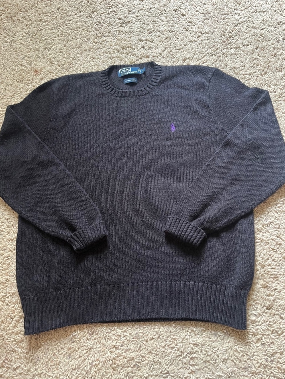 Polo Ralph Lauren Men's Black Pima Cotton Crewneck Sweater Size L